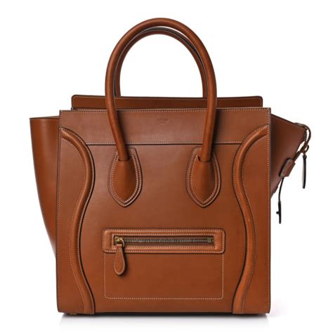 CELINE Natural Calfskin Mini Luggage Tan 